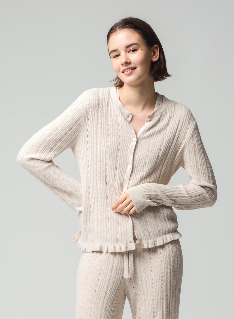 ケーブル ニット カーディガン コージーシックウルトラライト