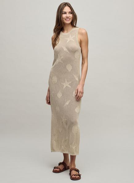 サンブリーチ シェルモチーフ クルー ミディドレス