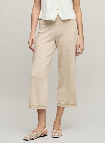 ヘザードコットン チューリップポインテール トリム クロップドパンツ ヘザードコットン チューリップポインテール トリム クロップドパンツ