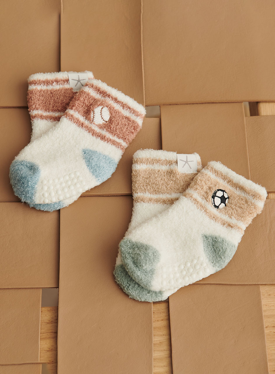 <セット>ベビー ストライプ プレイ ソックス コージーシックライト